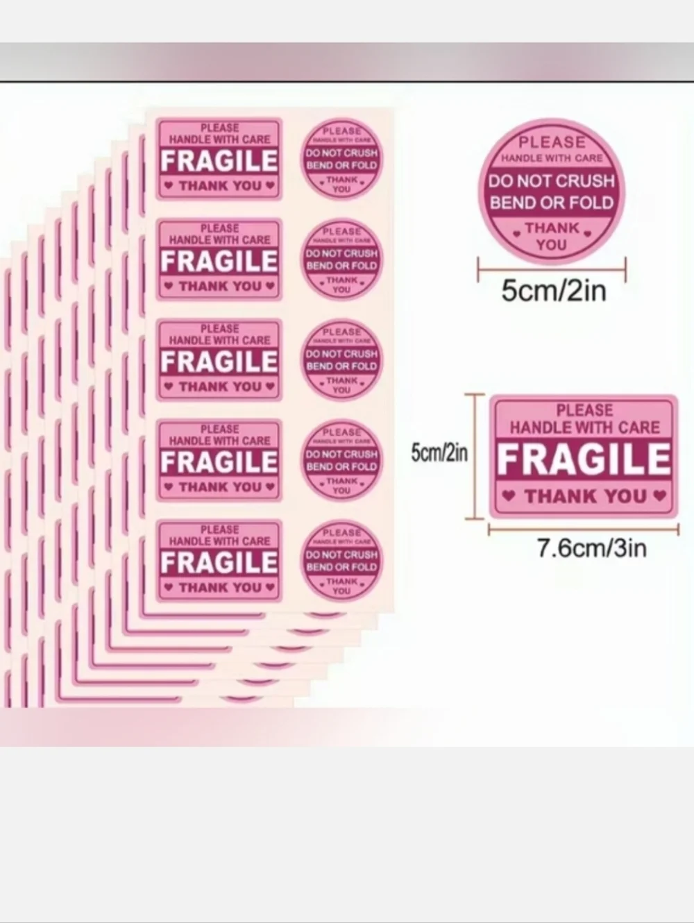 New 30 Handle with Care Fragile Thank You Shipping Stickers lot NWOT